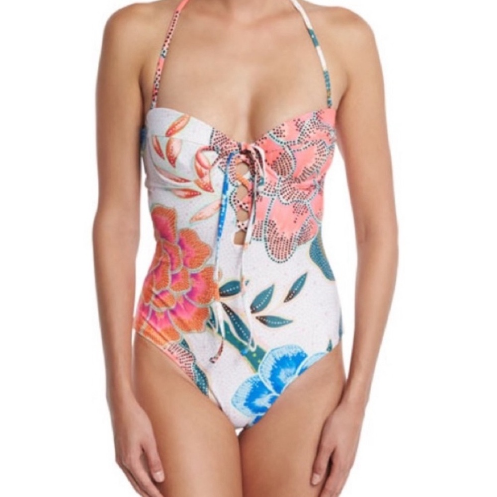 Mara Hoffman Arcadia Floral Bustier One Piece Swimsuit size XS